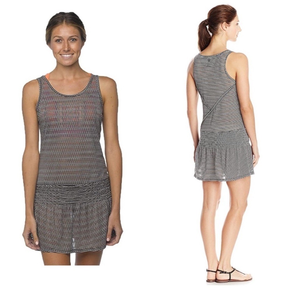 PRANA Zadie Pinstripe Drop Waist Dress Swim Cover size XL
